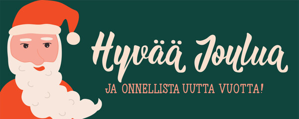 Christmas banner. Finnish text: Merry Christmas and a happy New Year. Perfect design for banner, posters and social media. Finnish Lettering.
