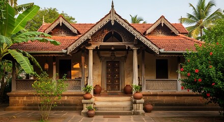 Exploring traditional kerala architecture beautiful house with tiled roof design india