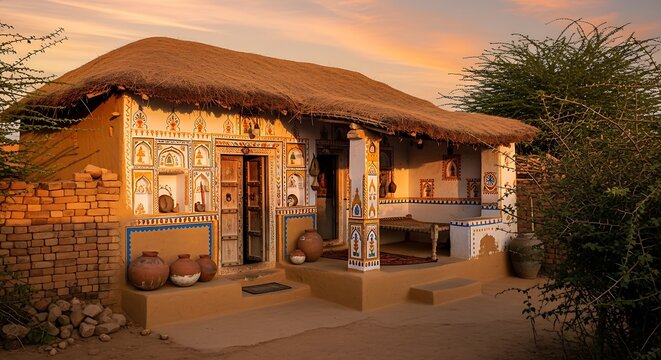 Explore traditional indian village house architecture design and rural home art culture
