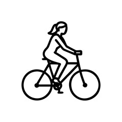Naklejka premium Young woman commuting to work on a bicycle in the city