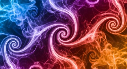 Abstract colorful smoke swirls with a dark background for artistic design