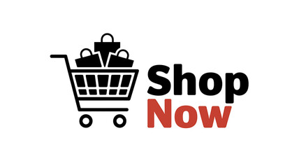 Shopping Cart Icon with Shop Now Text for Online Retail and Ecommerce Promotion Campaigns