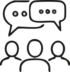 Group Discussion with Speech Bubbles Icon.