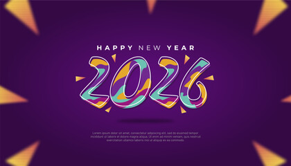 Happy New Year 2026 Colorful Celebration Banner Template Design