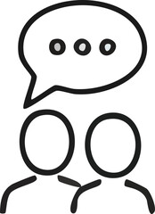 Two people talking with a speech bubble above them.