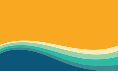 Abstract summer background with stylized ocean waves and a sandy beach