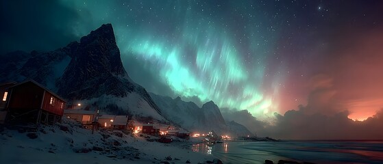 Fototapeta premium A beautiful night sky with a bright aurora borealis