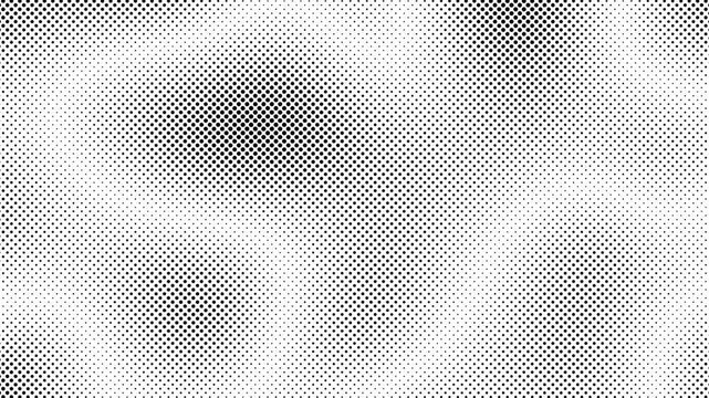 Seamless black and white halftone texture with smooth gradient dots. Abstract monochrome background in motion, classic halftone, retro or minimal design. 4k 60fps loop.