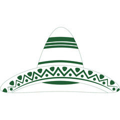Green Sombrero Hat With Decorative Geometric Patterns On A White Background