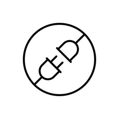 Electrical plug icon with power connection, shown in circular design in black and white for energy transfer or supply