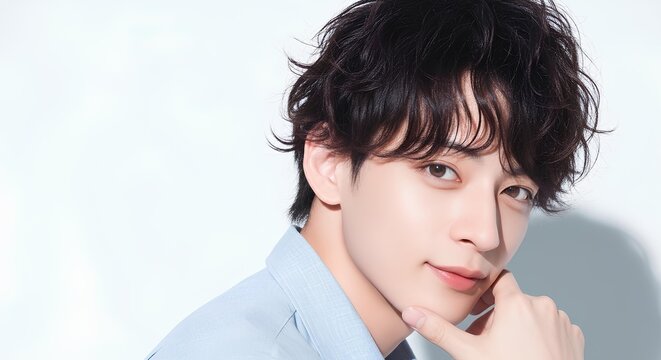 肌の綺麗な若い男性の爽やかなポートレート