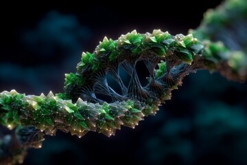 Abstract Crystal DNA Helix: Green Genetic Code, Science, and Innovation Concept