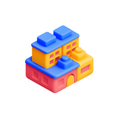 Naklejka premium Kindergarten, isometric, 3d, icon, clay, PNG, no background.
