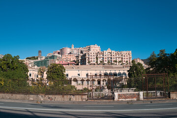 house in Genoa, Italy with blue sky