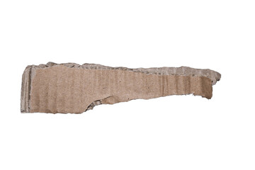 Fototapeta premium A piece of brown cardboard cut into an irregular shape, showcasing a textured surface. Ideal for backgrounds or crafts, offering a rustic and recycled look.