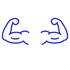 Flexing arm, linear style icon. strength and muscle building. Editable stroke width on white background.