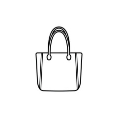 Outline illustration of a tote bag shopping handle accessory fashion design vector icon drawing simple black and white line art