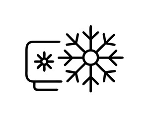 Minimalist outline icon depicting a refrigeration unit and snowflake, symbolizing cooling, freezing, or temperature control systems and technology