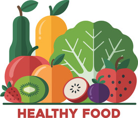Vector illustration of fresh healthy food assortment delicious fruits and vegetables vector