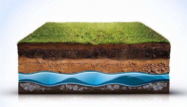 section of soil with underground water layers of earth and rocks