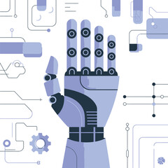 Futuristic robot hand illustration with digital circuits and ai technology elements scalable vector graphic vector