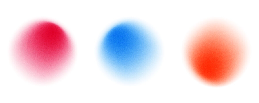 Set color circle gradient noise gradation. Abstract colorful watercolor blur mesh on isolated transparent background