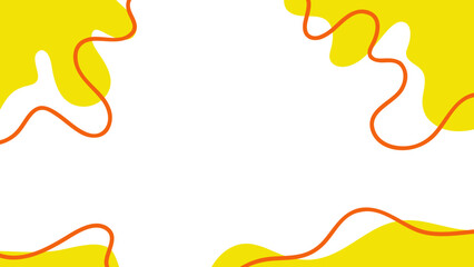 Abstract yellow shapes with orange lines on white background, modern design element