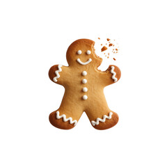 Gingerbread man cookie with a bite taken out