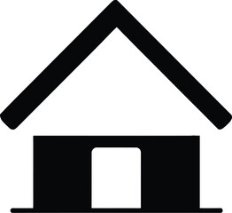 House Silhouette Vector Featuring Triangular Roof, Centered Doorway, and Minimalist Home Icon in Black Line Art
