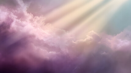 Fototapeta premium Heavenly Light Through Clouds with Pastel Sky