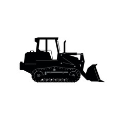 Bulldozer Heavy Machinery Silhouette Vector.