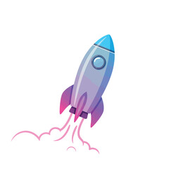 Cartoon rocket launch for space exploration concept.