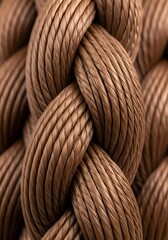Close up of a braided brown rope creating an interesting and textured pattern design look