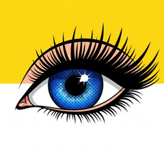 Pop Art Female Blue Eye with Long Eyelashes