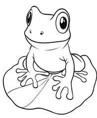 Fototapeta premium Coloring book for kids, coloring animals and birds, frog.
