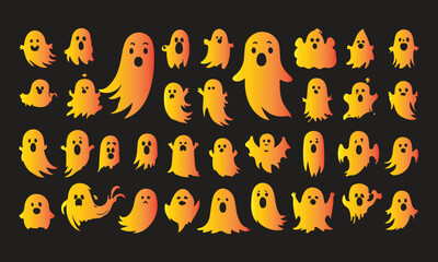 Collection of abstract 3d rendered characters and figures in various poses rendered with a neon blue glow and subtle noise effect presented in a grid layout for digital use