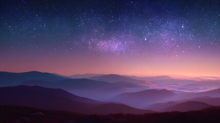 Fototapeta premium Peaceful Celestial Landscape with Glowing Horizon