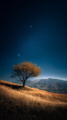 Starlit Tree Under Night Sky