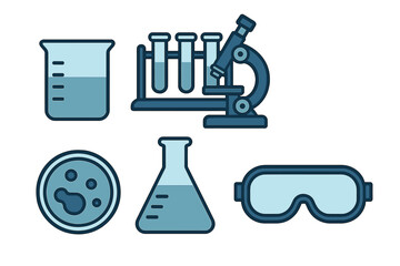 Essential chemistry and biology laboratory tools and safety equipment