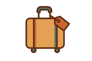 Stylized retro rolling travel suitcase with identification tag and handle design