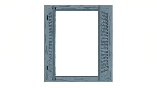 Opening and Closing Blue Wooden Window Shutters Animation