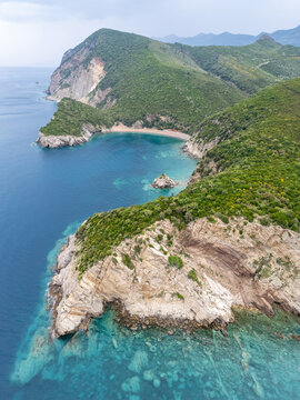 Kraljichina Beach in Canj aerial view in Montenegro