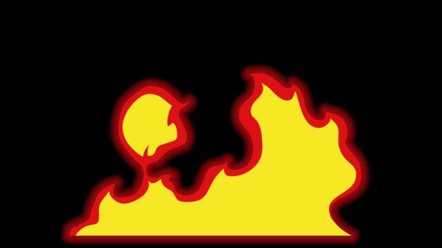 The burning fire effect in a black screen.