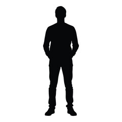 Silhouette of a person standing full body casual attire isolated