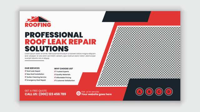 Horizontal roof inspection and leak repair services web post design for homeowners