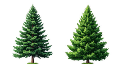 Fototapeta premium Evergreen Tree Duo in One Frame Isolated on Transparent Background
