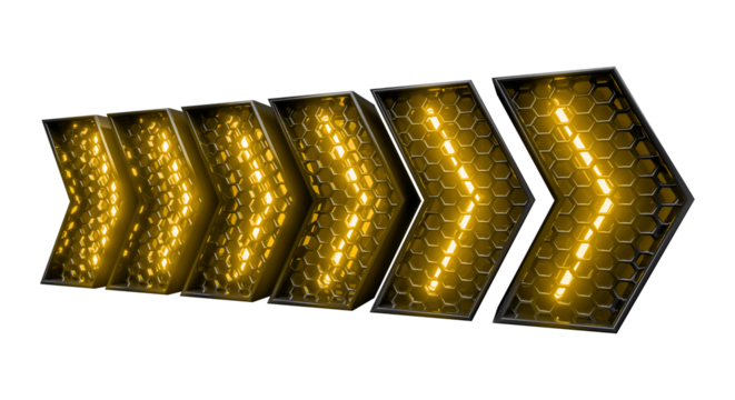 High transparent neon arrows