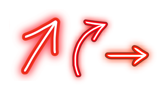 High transparent neon arrows