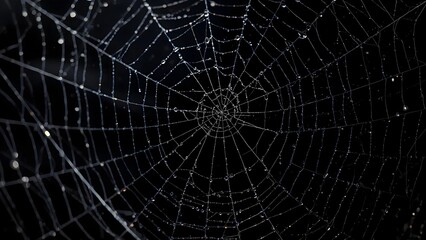 Spooky spider web. Halloween horror october party spider cobweb decor flat vector illustration set. Halloween hanging spider web collection