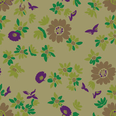 Seamless pattern, hand drawn outline pink Peony flowers on white background